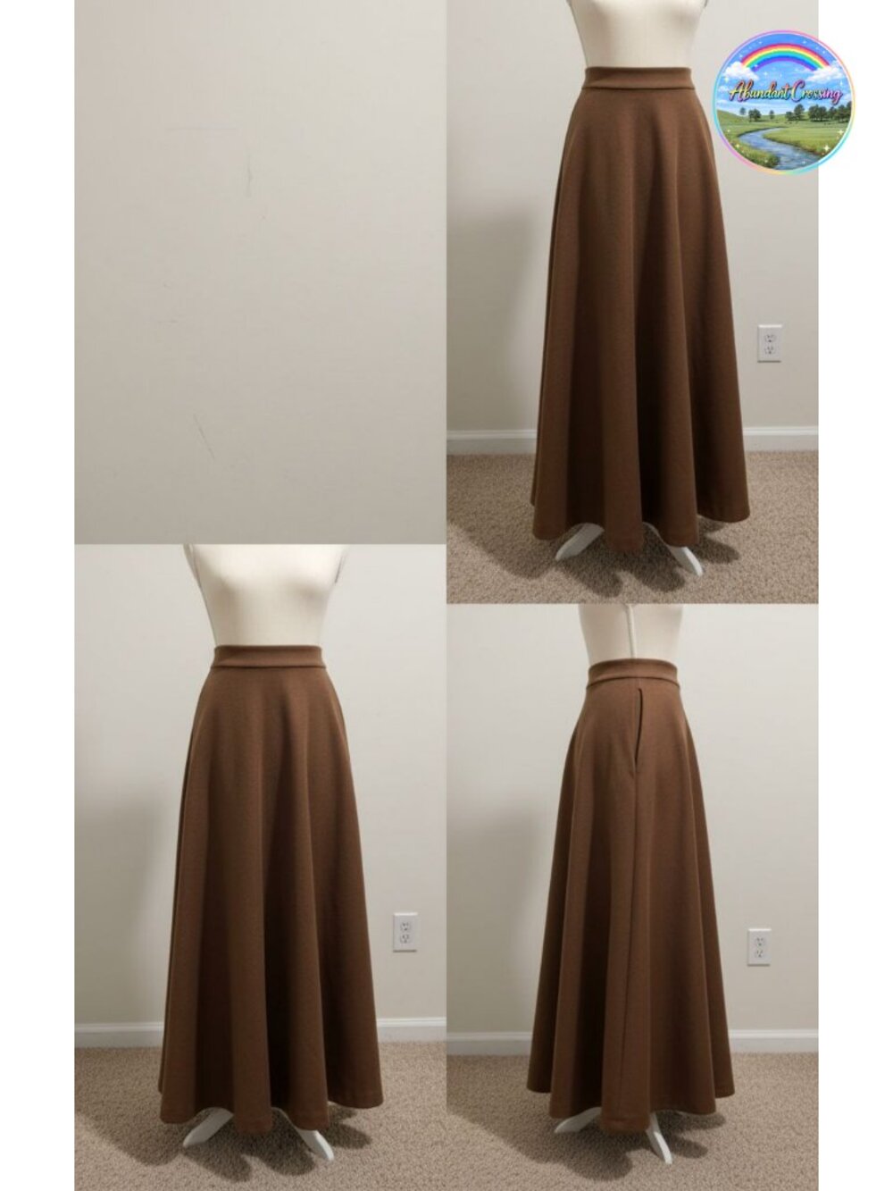 Wool Blend A-Line Pleated Long Maxi Skater Skirt High Waist Flowy